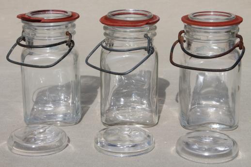 photo of vintage small mason jars, glass kitchen canisters w/ lightning lids storage jar  #4