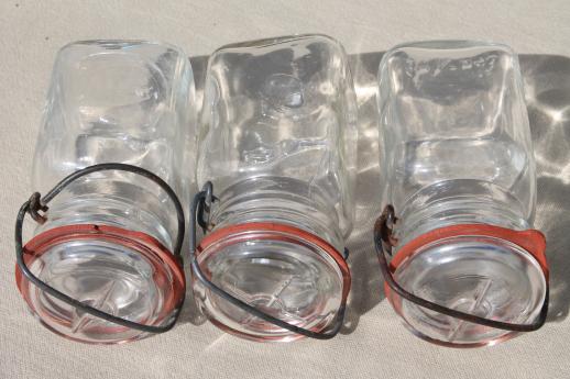 photo of vintage small mason jars, glass kitchen canisters w/ lightning lids storage jar  #5