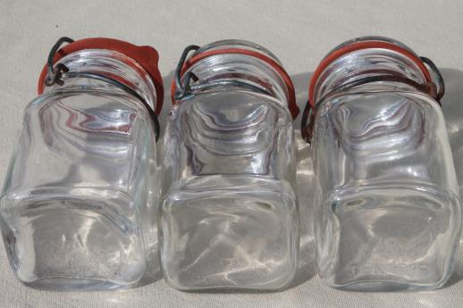 photo of vintage small mason jars, glass kitchen canisters w/ lightning lids storage jar  #6