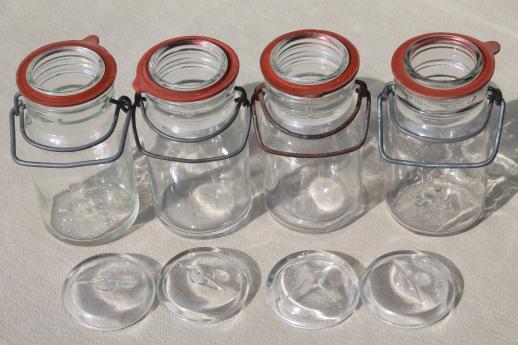 photo of vintage small mason jars, glass kitchen canisters w/ lightning lids storage jar  #8