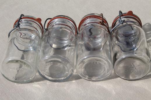 photo of vintage small mason jars, glass kitchen canisters w/ lightning lids storage jar  #10
