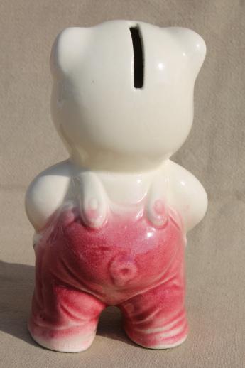 photo of vintage smiling pig pottery piggy bank, Hull? Royal Copley? Shawnee? #4