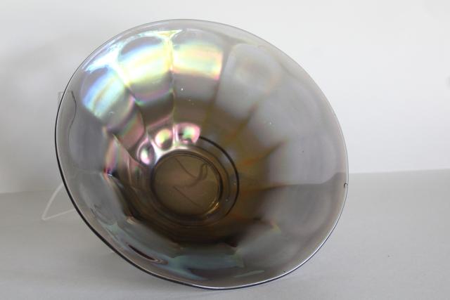 photo of vintage smoke colored luster carnival glass bowl, colonial panel Imperial glass #1