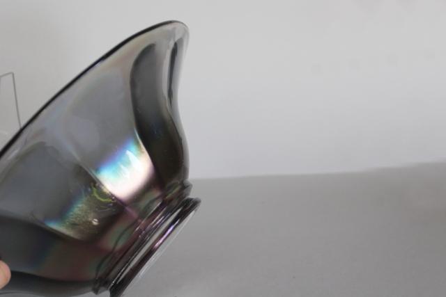 photo of vintage smoke colored luster carnival glass bowl, colonial panel Imperial glass #3