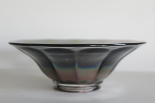 photo of vintage smoke colored luster carnival glass bowl, colonial panel Imperial glass #7
