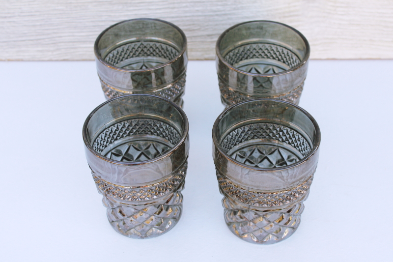 photo of vintage smoke grey luster lowball glasses double old fashioned Anchor Hocking Wexford #4