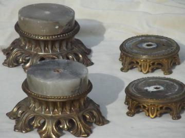 catalog photo of vintage soapstone alabaster lamp bases w/ ornate antique gold stands