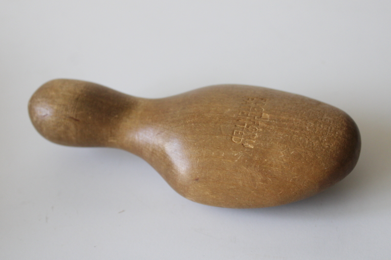 photo of vintage sock darner, smooth carved wood foot form for mending socks  #1