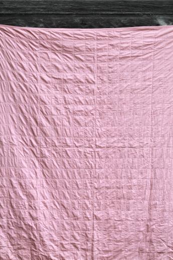photo of vintage soft colored cotton patchwork quilt, pleasingly faded & primitive #3