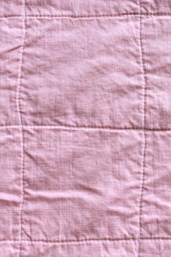 photo of vintage soft colored cotton patchwork quilt, pleasingly faded & primitive #4