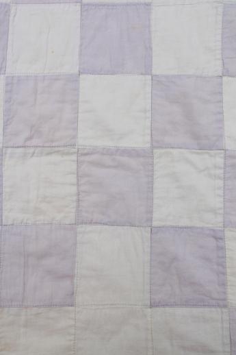 photo of vintage soft colored cotton patchwork quilt, pleasingly faded & primitive #7