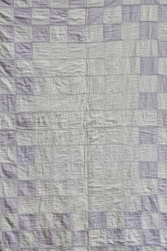 photo of vintage soft colored cotton patchwork quilt, pleasingly faded & primitive #11