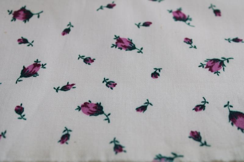 photo of vintage soft crisp cotton fabric w/ tiny purple flowers rosebud print #1