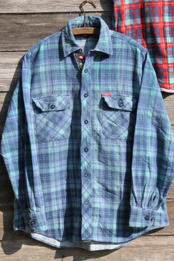 photo of vintage soft worn plaid cotton flannel shirts w/ Swiss yodeler embroidered trim #11