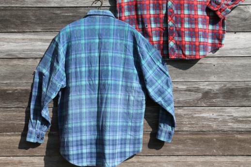 photo of vintage soft worn plaid cotton flannel shirts w/ Swiss yodeler embroidered trim #12