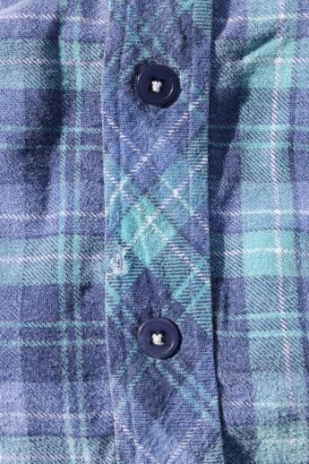 photo of vintage soft worn plaid cotton flannel shirts w/ Swiss yodeler embroidered trim #13