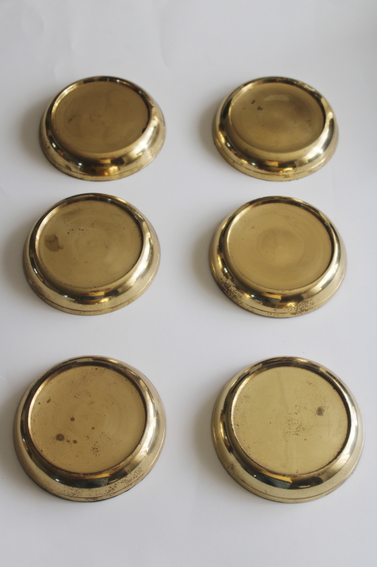 photo of vintage solid brass Chinese ginger jar bowl foot stands, display base or risers lot of 6  #7