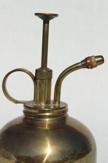 photo of vintage solid brass atomizer spray plant mister, houseplant misting watering can #2