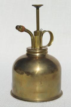 catalog photo of vintage solid brass atomizer spray plant mister, houseplant misting watering can