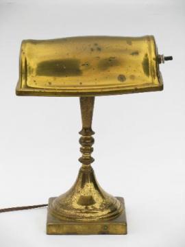 catalog photo of vintage solid brass banker's desk or music room piano lamp