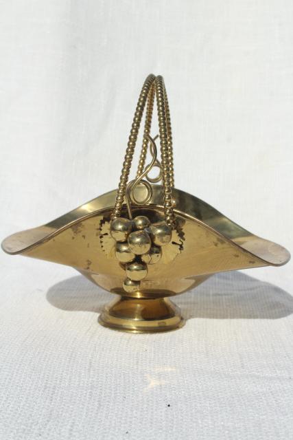 photo of vintage solid brass basket, fruit stand centerpiece for grapes etc. #3