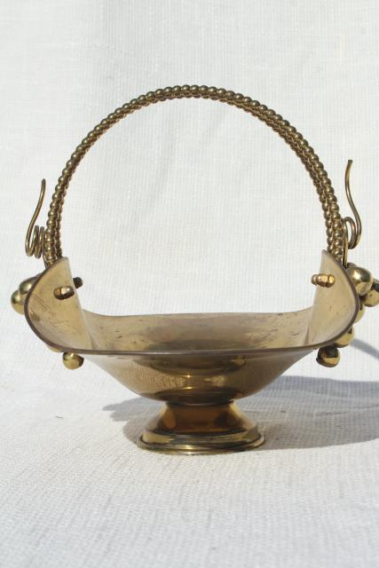 photo of vintage solid brass basket, fruit stand centerpiece for grapes etc. #6