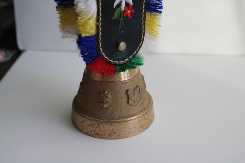 photo of vintage solid brass bell, Swiss cow or goat bell souvenir of Switzerland #3