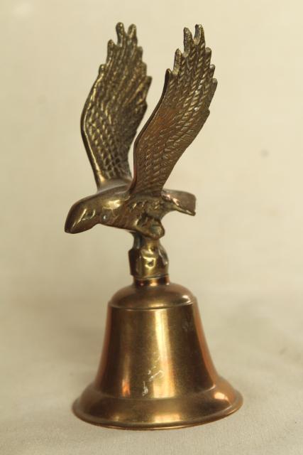 photo of vintage solid brass bell w/ flying eagle, ship's table service call bell #1