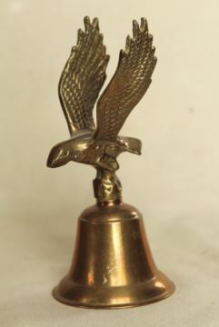 catalog photo of vintage solid brass bell w/ flying eagle, ship's table service call bell