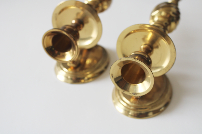 photo of vintage solid brass candle sconces, spiral twist wall mount candle holders  #3
