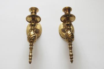 vintage solid brass candle sconces, spiral twist wall mount candle holders 