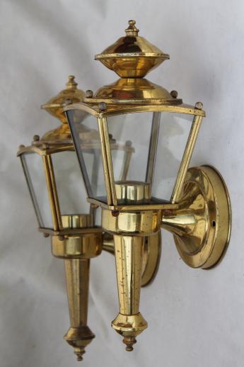 photo of vintage solid brass carriage house lantern wall mount porch or entry way lights #1