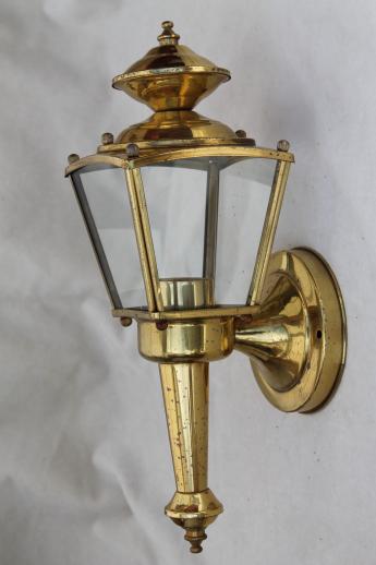 photo of vintage solid brass carriage house lantern wall mount porch or entry way lights #3