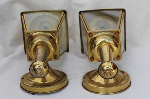 photo of vintage solid brass carriage house lantern wall mount porch or entry way lights #5