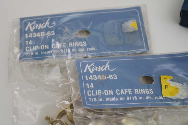 photo of vintage solid brass clip type curtain rings, new old stock Kirsch hardware for cafe curtains #3