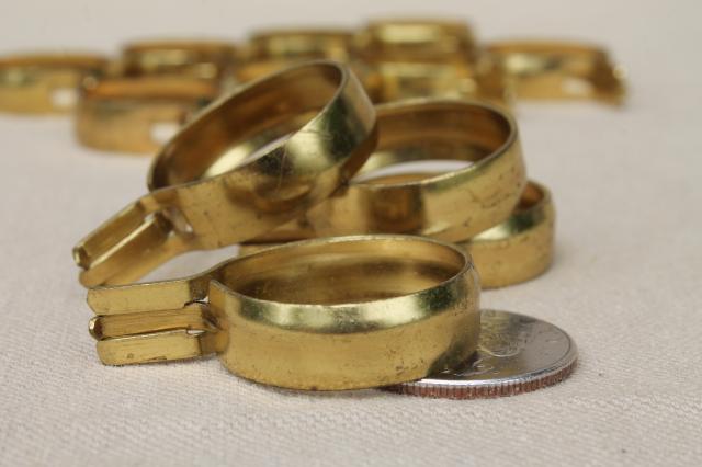 photo of vintage solid brass curtain rings, oval & round curtain clips for cafe curtain rods #3