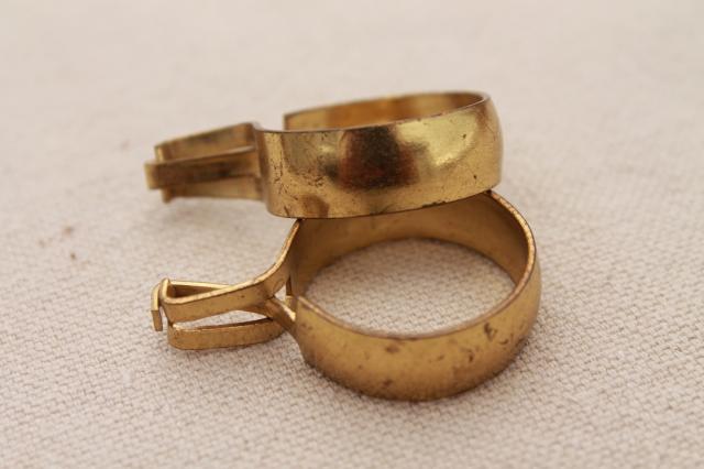 photo of vintage solid brass curtain rings, round ring curtain clips for cafe curtain rods #3