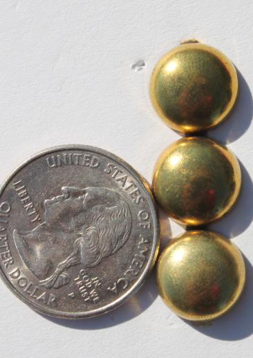 photo of vintage solid brass dome stud, domed rivet studs for leather & crafting new old stock lot #4