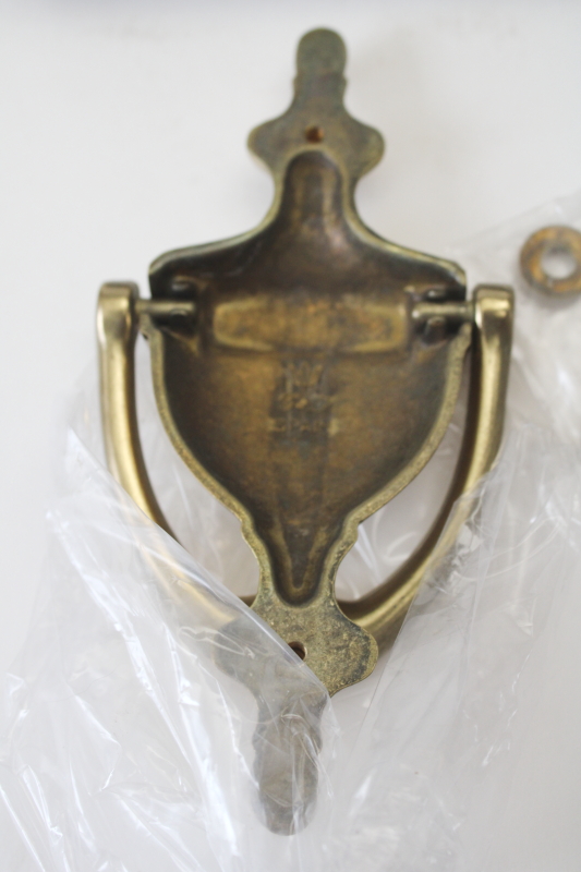 photo of vintage solid brass door knocker new in box, shiny polished bright golden brass made in Spain  #4