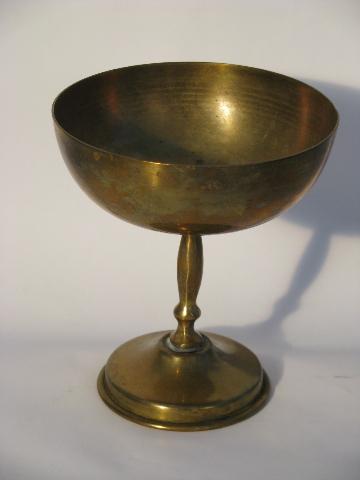 photo of vintage solid brass drinking glasses goblets, set of 4 #2