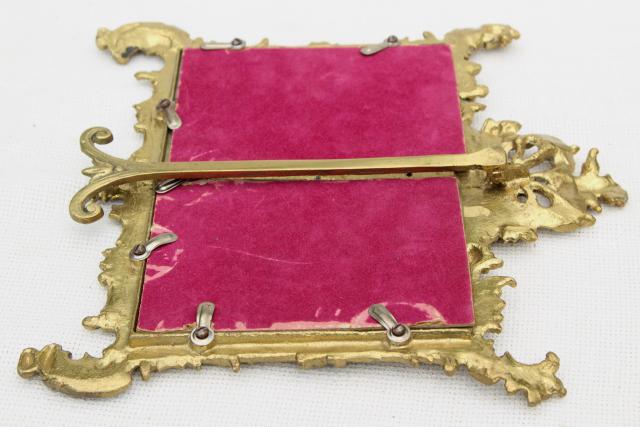 photo of vintage solid brass frame, ornate Victorian picture frame, double photo frame #10