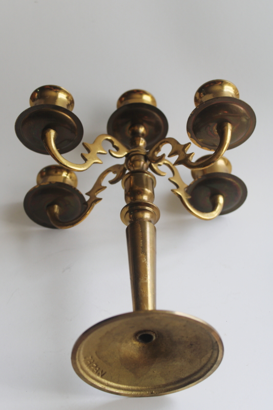 photo of vintage solid brass petite candelabra candle holder, five light candlestick  #3