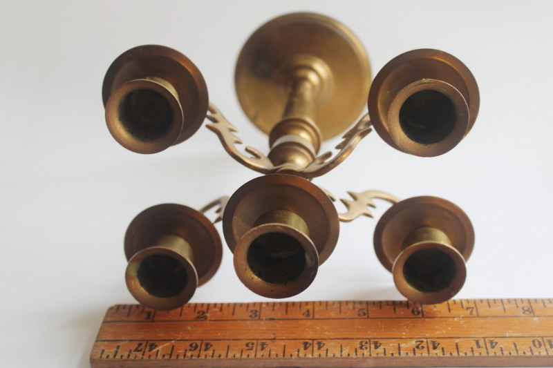 photo of vintage solid brass petite candelabra candle holder, five light candlestick  #5