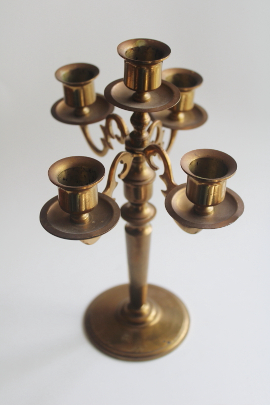 photo of vintage solid brass petite candelabra candle holder, five light candlestick  #6