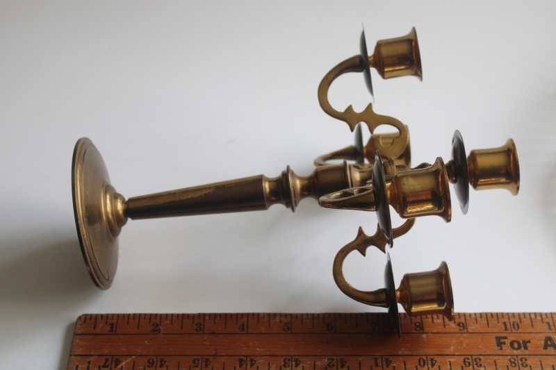 photo of vintage solid brass petite candelabra candle holder, five light candlestick  #7