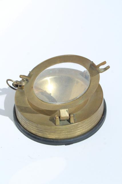 photo of vintage solid brass porthole ashtray, nautical yacht club style for boat or beach house #4