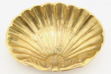 catalog photo of vintage solid brass seashell scallop shell soap dish, beach house bath decor