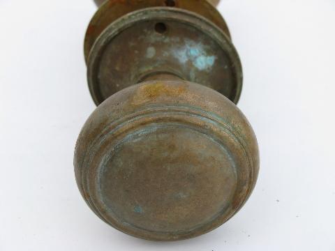 photo of vintage solid cast brass / bronze yale architectural door knob and deadbolt lock etc. #3