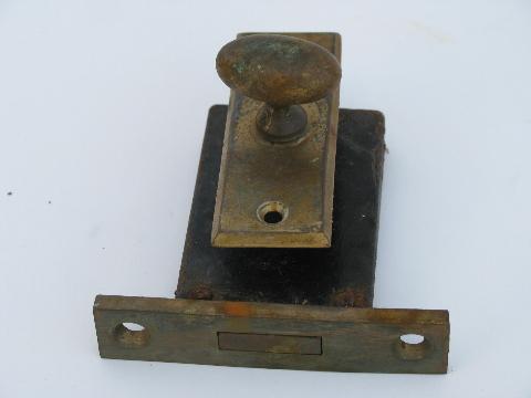 photo of vintage solid cast brass / bronze yale architectural door knob and deadbolt lock etc. #4