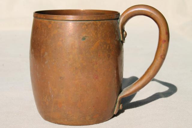 photo of vintage solid copper Moscow mule mug, engraved Miller beer stein cup #1